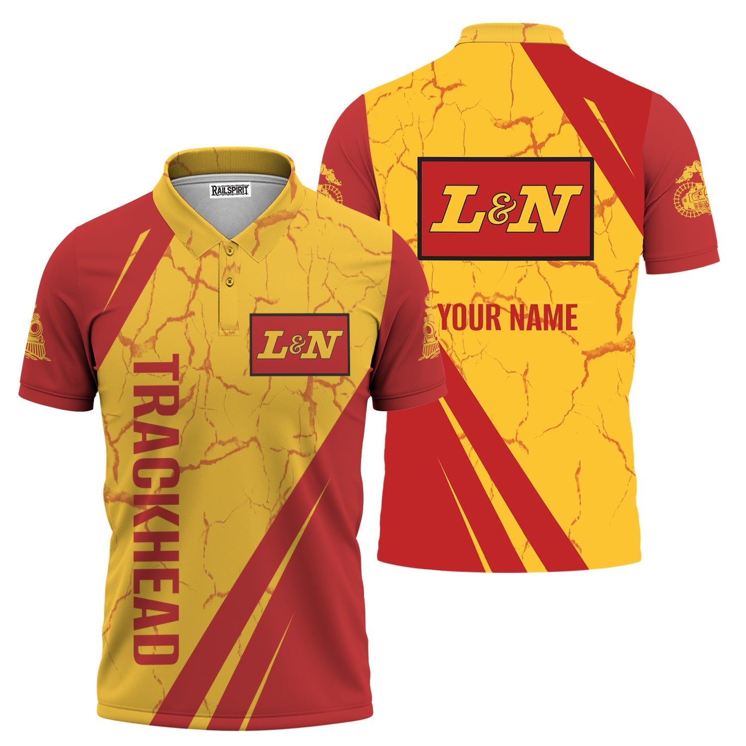 Railspirit Personalized Louisville and Nashville Railroad Polo Shirt Crackle Texture Style L&N Train Shirt For Trackhead