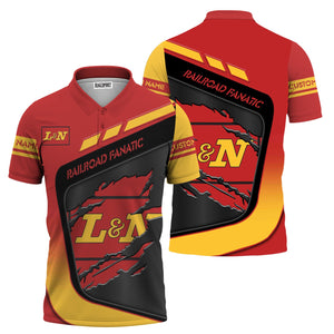 Railspirit Personalized Louisville and Nashville Railroad Polo Shirt Ripped Texture Style L&N Train Shirt For Railroad Fanatic