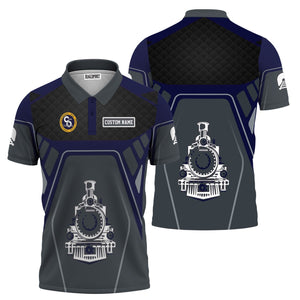 Railspirit Personalized Chesapeake and Ohio Railway Polo Shirt Steam Locomotive Engine Graphic C&O Train Shirt All Over Print