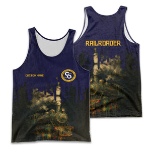 Railspirit Personalized Chesapeake and Ohio Railway Men Tank Top Vintage Train Art Style C&O Shirt For Locomotive Fans