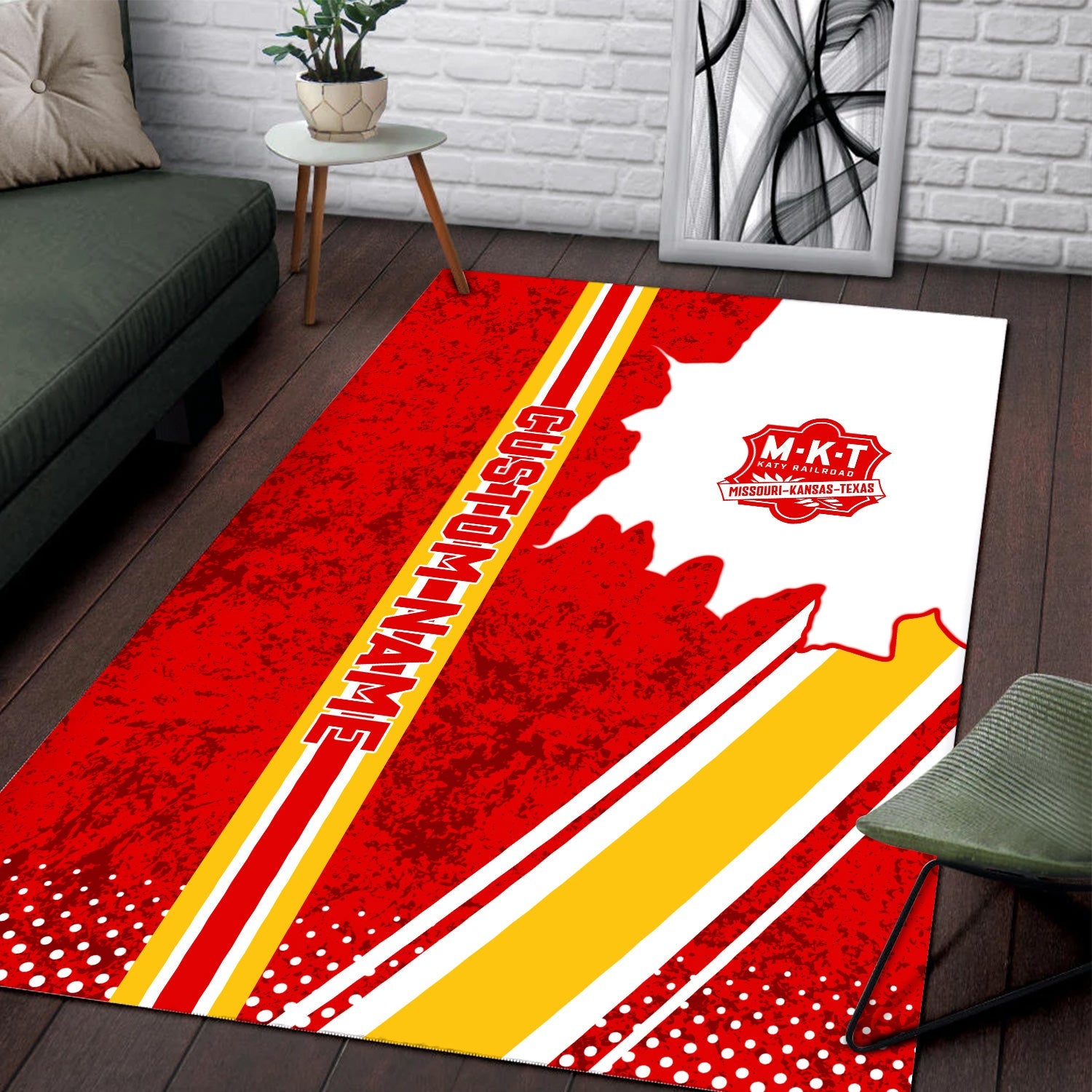 Railspirit Personalized Katy Railroad Area Rug Vintage All Over Printed Rug