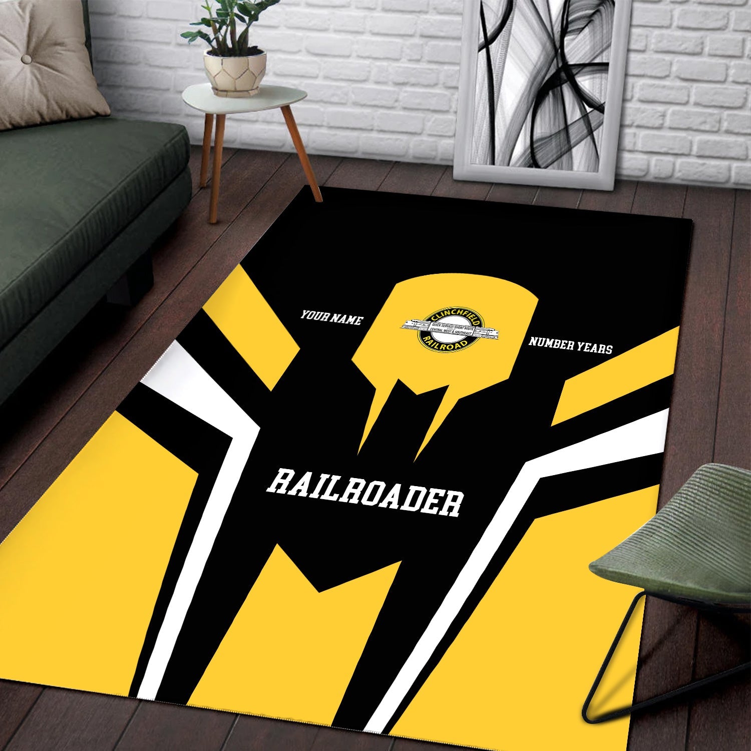 Railspirit Personalized Clinchfield Railroad Area Rug Custom Year Railroader Rug Gift Idea For Train Lover