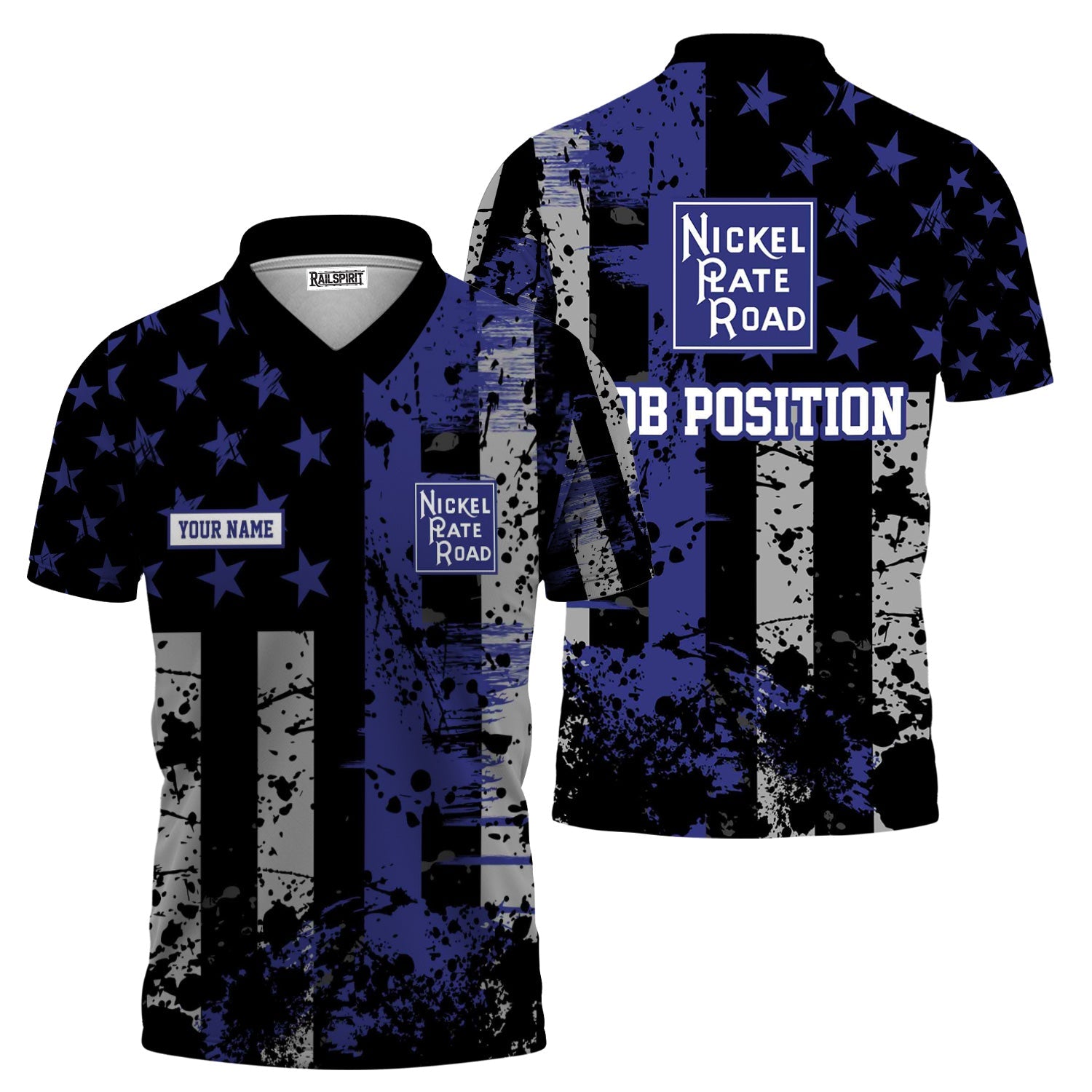 Railspirit Personalized New York, Chicago and St. Louis Railroad Polo Shirt Artistic Paint American Flag Style Nickel Plate Road Train Shirt