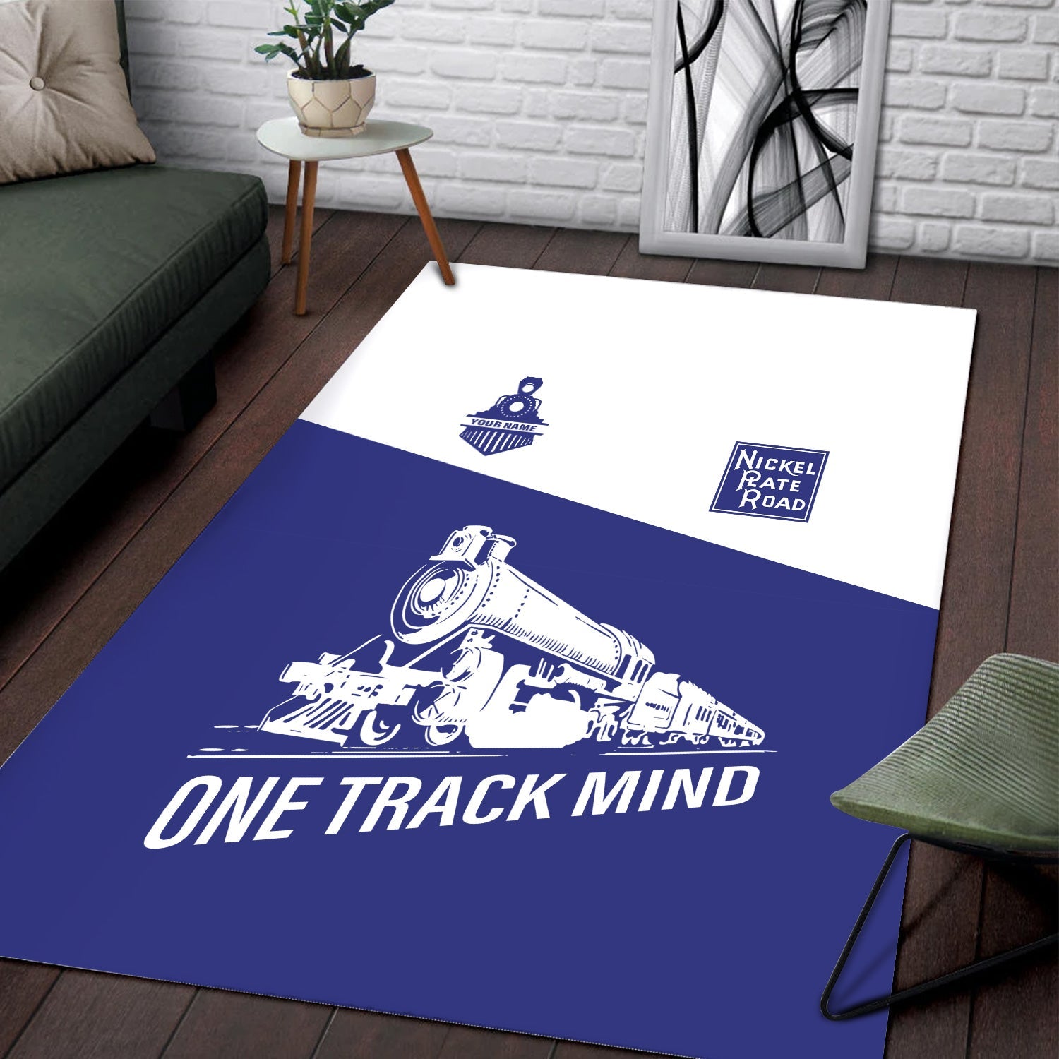 Railspirit Personalized New York, Chicago and St. Louis Railroad Area Rug One Track Mind Nickel Plate Road Train Rug Gift Idea For Train Lover