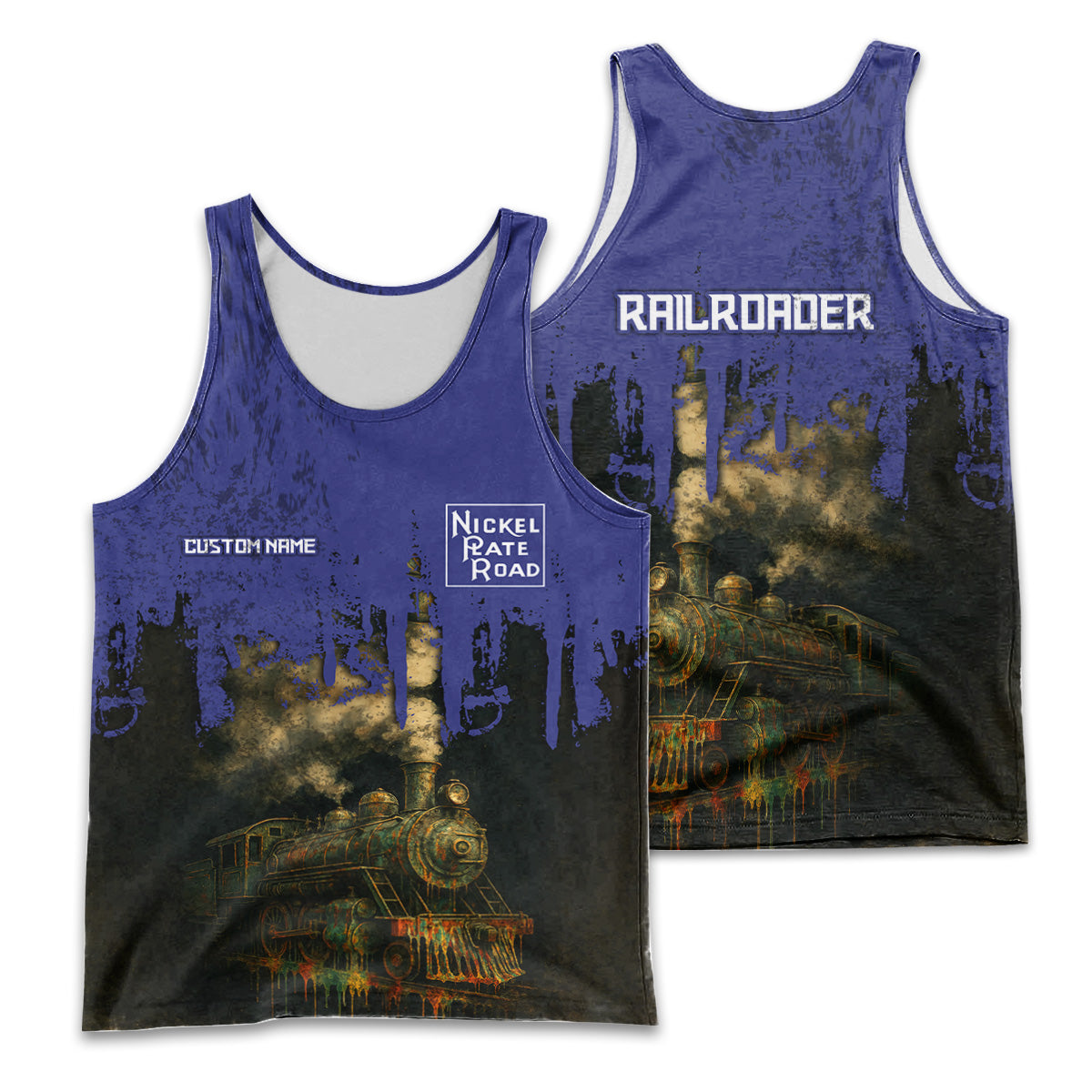 Railspirit Personalized New York, Chicago and St. Louis Railroad Men Tank Top Vintage Train Art Style Nickel Plate Road Shirt For Locomotive Fans