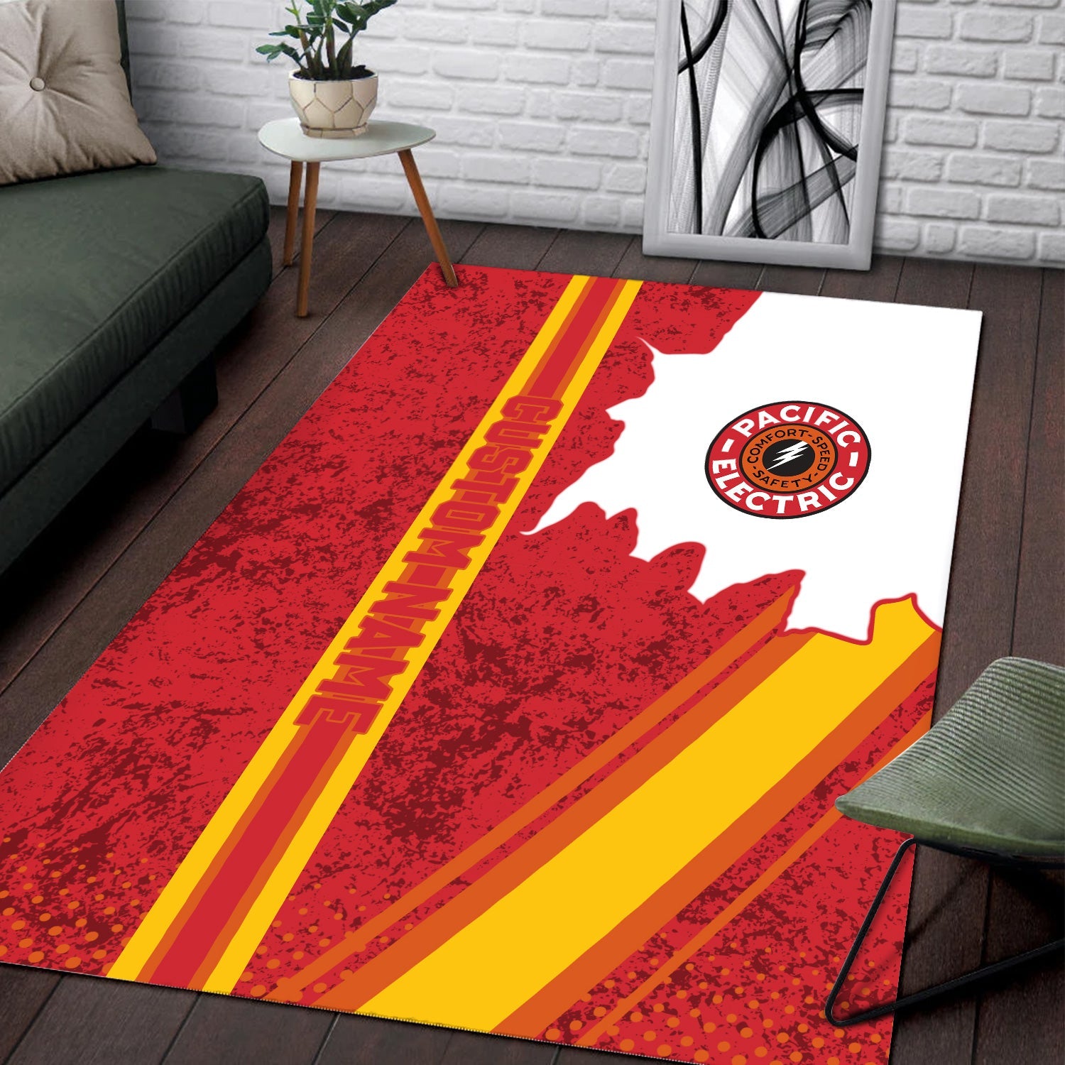 Railspirit Personalized Pacific Electric Railroad Area Rug Vintage All Over Printed Rug