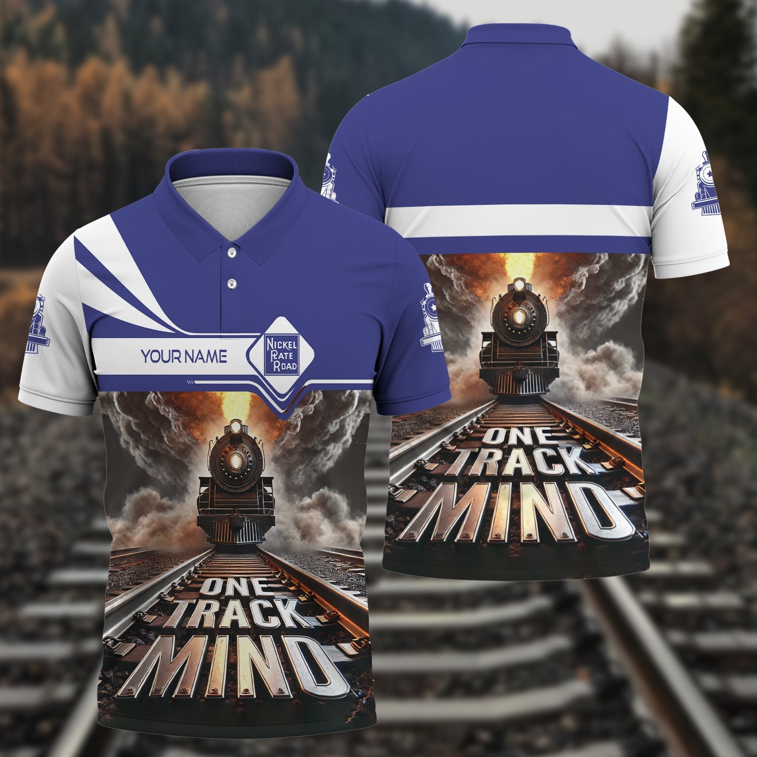 Railspirit Personalized New York, Chicago and St. Louis Railroad Polo Shirt One Track Mind Nickel Plate Road Train Printed Shirt