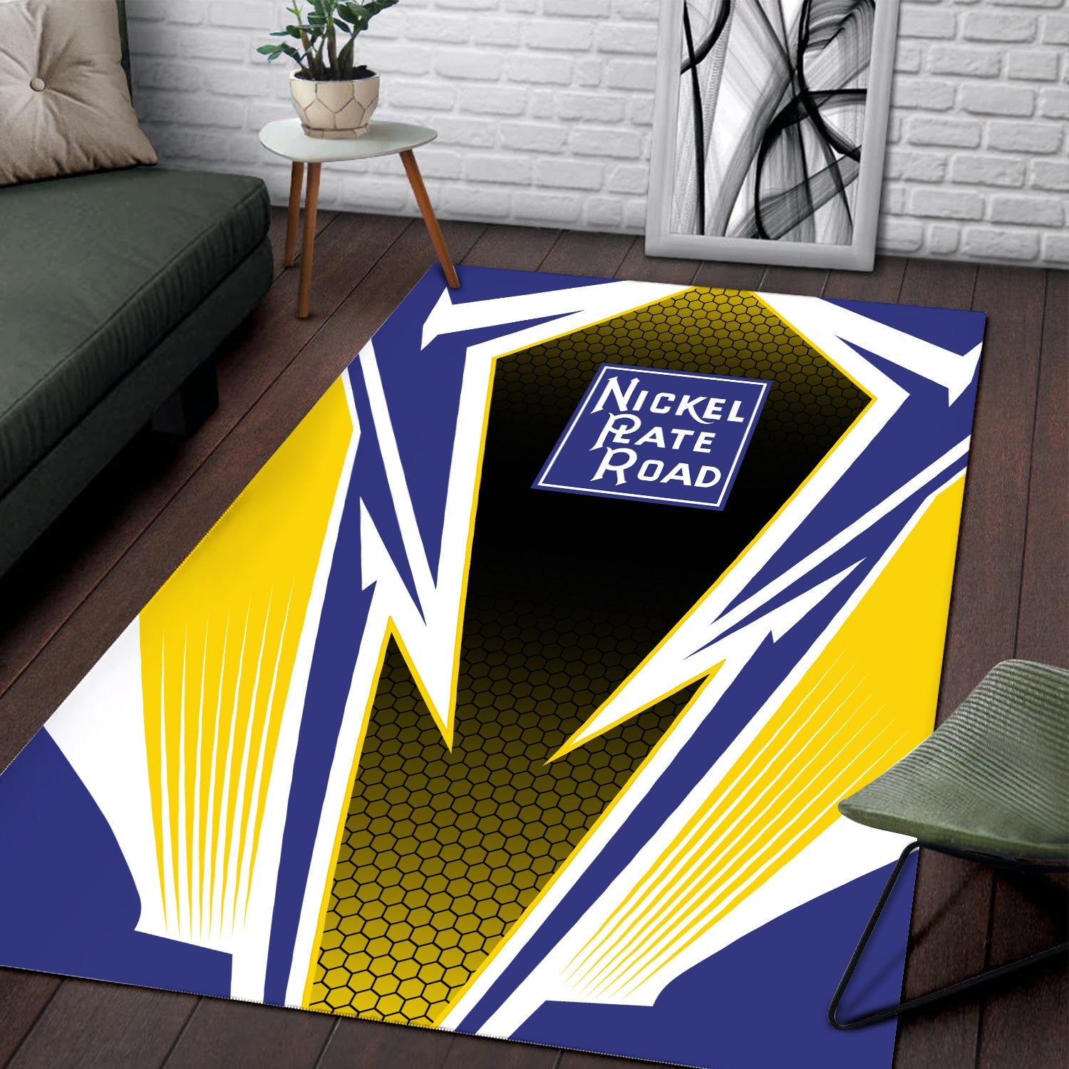 Railspirit New York, Chicago and St. Louis Railroad Area Rug Lightning Graphic Style Nickel Plate Road Rug Gift Idea For Train Lover