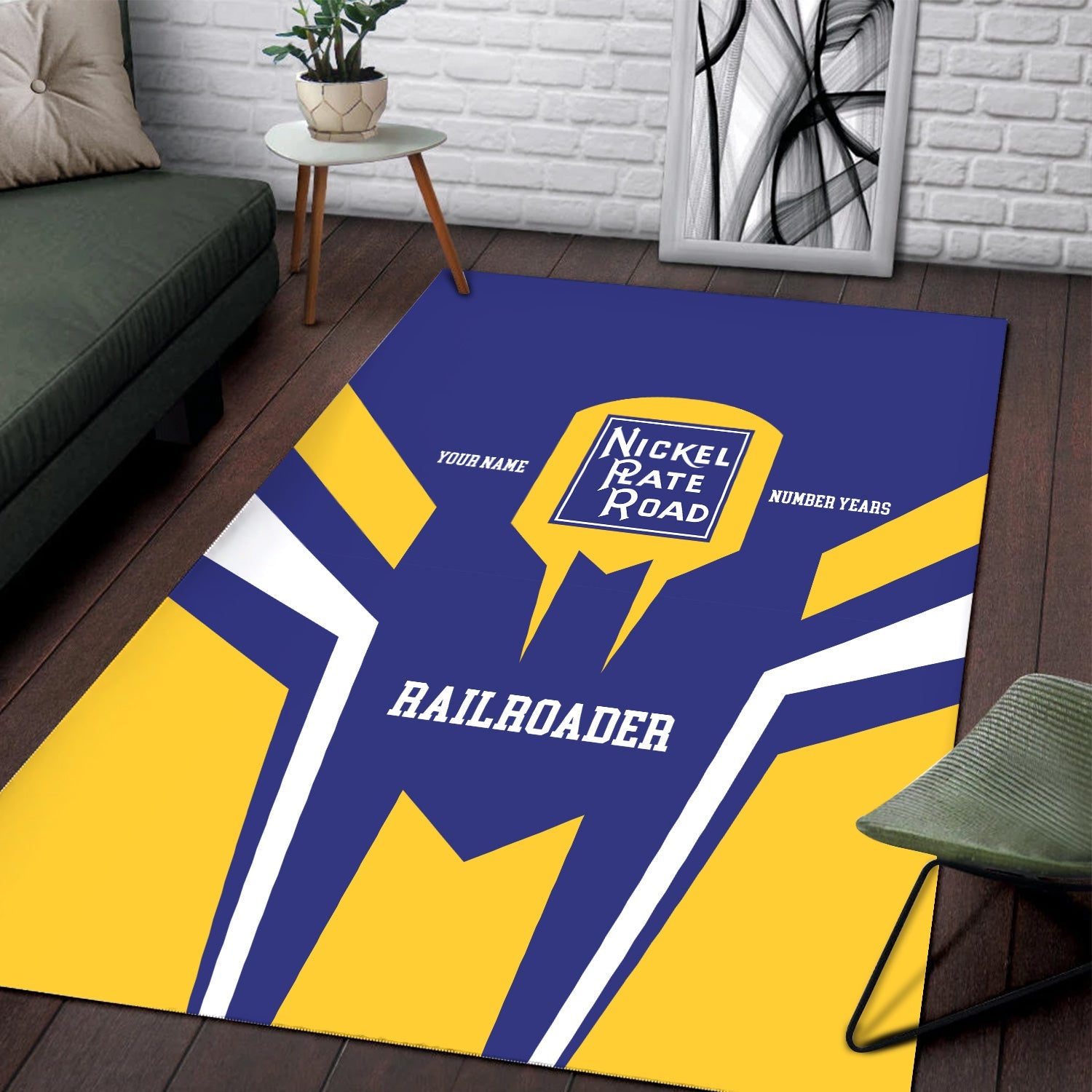 Railspirit Personalized New York, Chicago and St. Louis Railroad Area Rug Custom Year Railroader Nickel Plate Road Rug Gift Idea For Train Lover