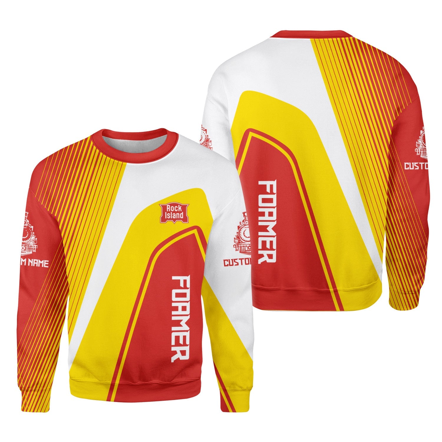 Railspirit Personalized Chicago, Rock Island and Pacific Railroad Sweatshirt Vibrant Striking Style Rock Island Railroad Shirt For Rail Enthusiasts