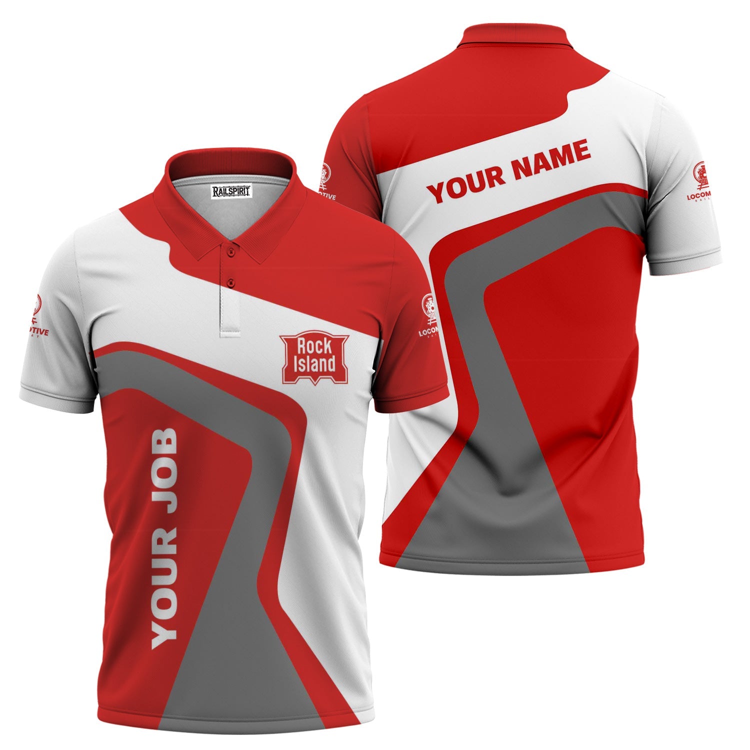 Railspirit Personalized Chicago, Rock Island and Pacific Railroad Polo Shirt Unique Design with Custom Job Position Rock Island Railroad Train Shirt