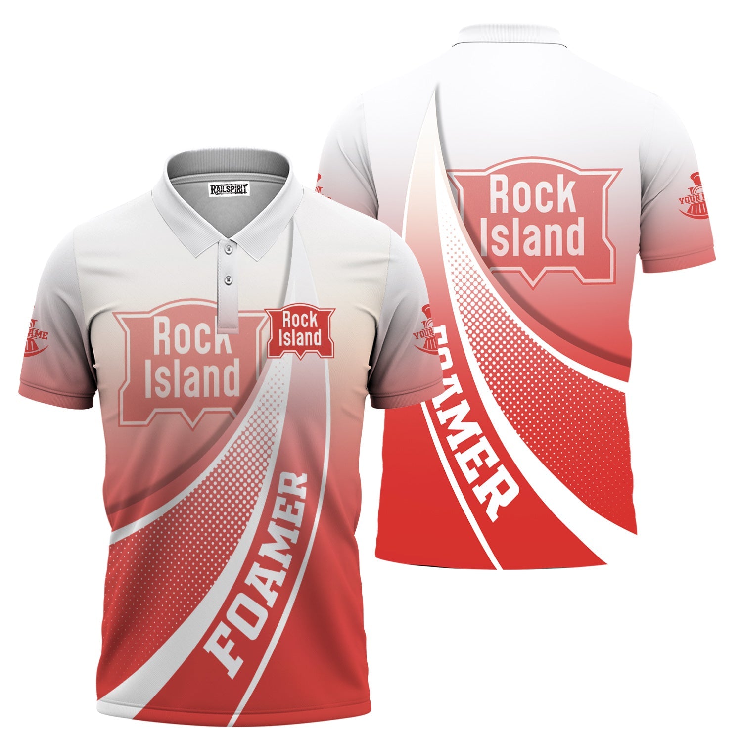 Railspirit Personalized Chicago, Rock Island and Pacific Railroad Polo Shirt Railway-Themed Style Rock Island Railroad Shirt Gift For Trainspotter