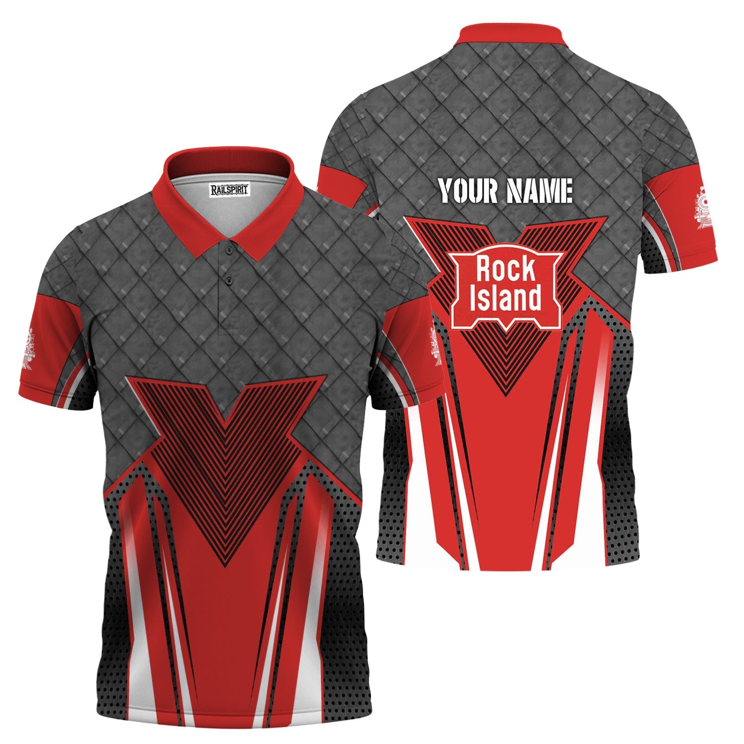 Railspirit Personalized Chicago, Rock Island and Pacific Railroad Polo Shirt Rugged Steel Vibes Rock Island Railroad Train Shirt All Over Print