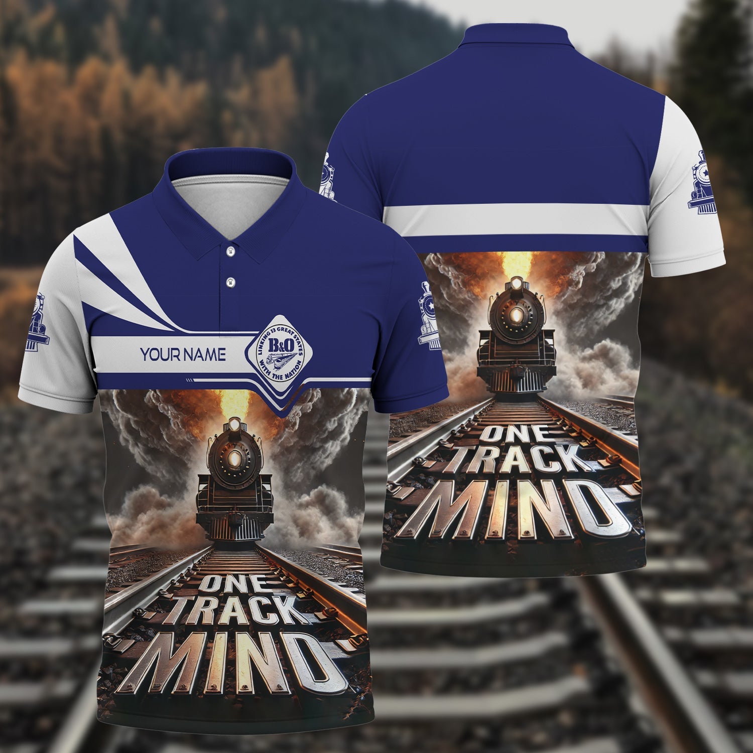 Railspirit Personalized B&O Great States Railroad Polo Shirt One Track Mind Train Printed Shirt