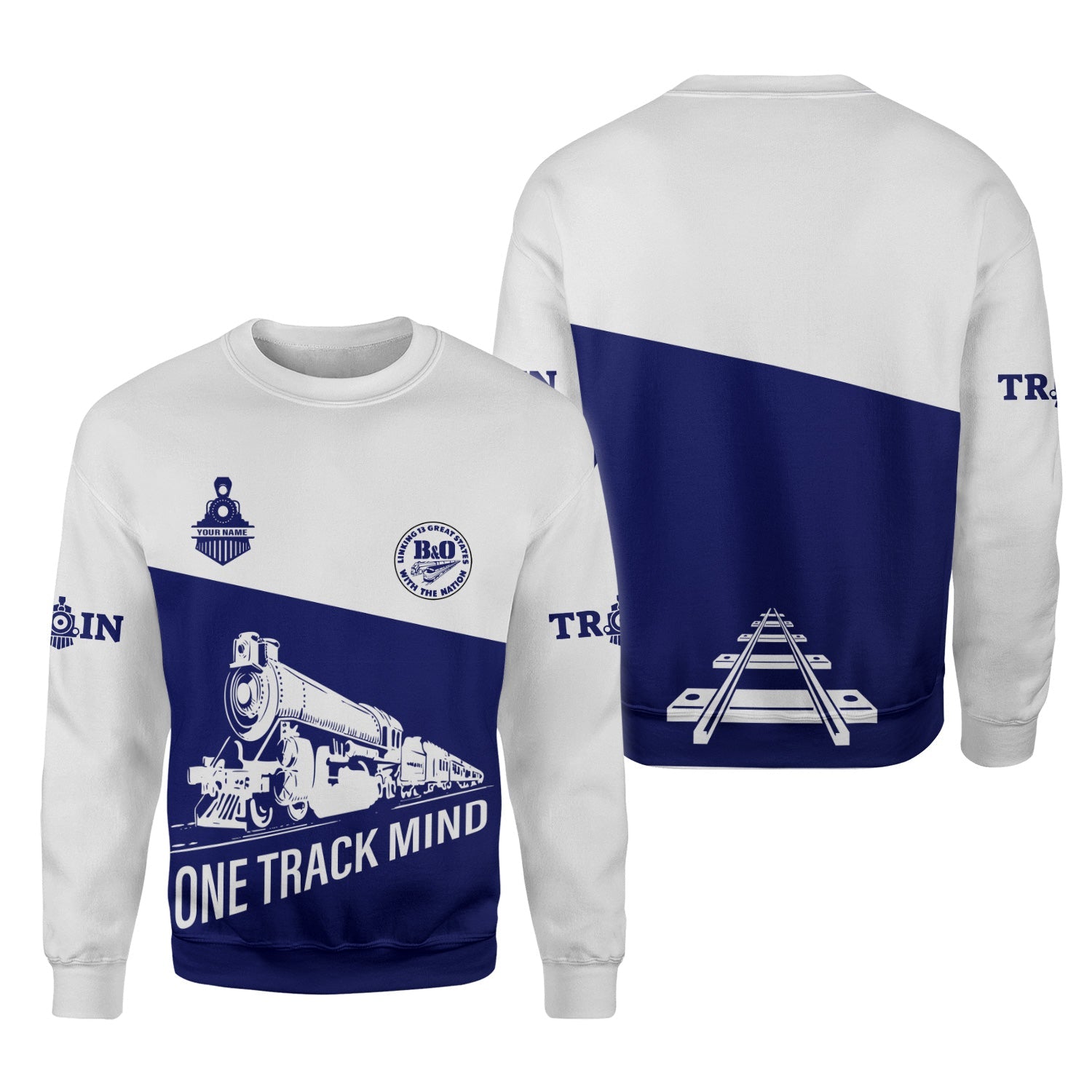 Railspirit Personalized B&O Great States Railroad Sweatshirt One Track Mind Train Sweater Gift Idea For Train Lover
