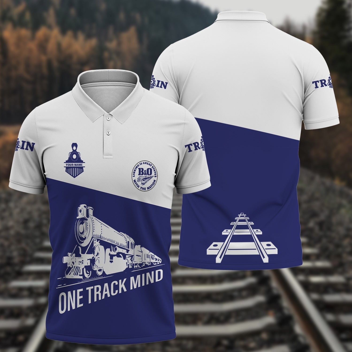 Railspirit Personalized B&O Great States Railroad Polo Shirt One Track Mind Unisex Train Shirt Gift Idea For Train Lover