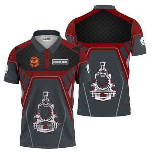 Railspirit Personalized Duluth, Missabe, & Iron Range Railroad Polo Shirt Steam Locomotive Engine Graphic Train Shirt All Over Print