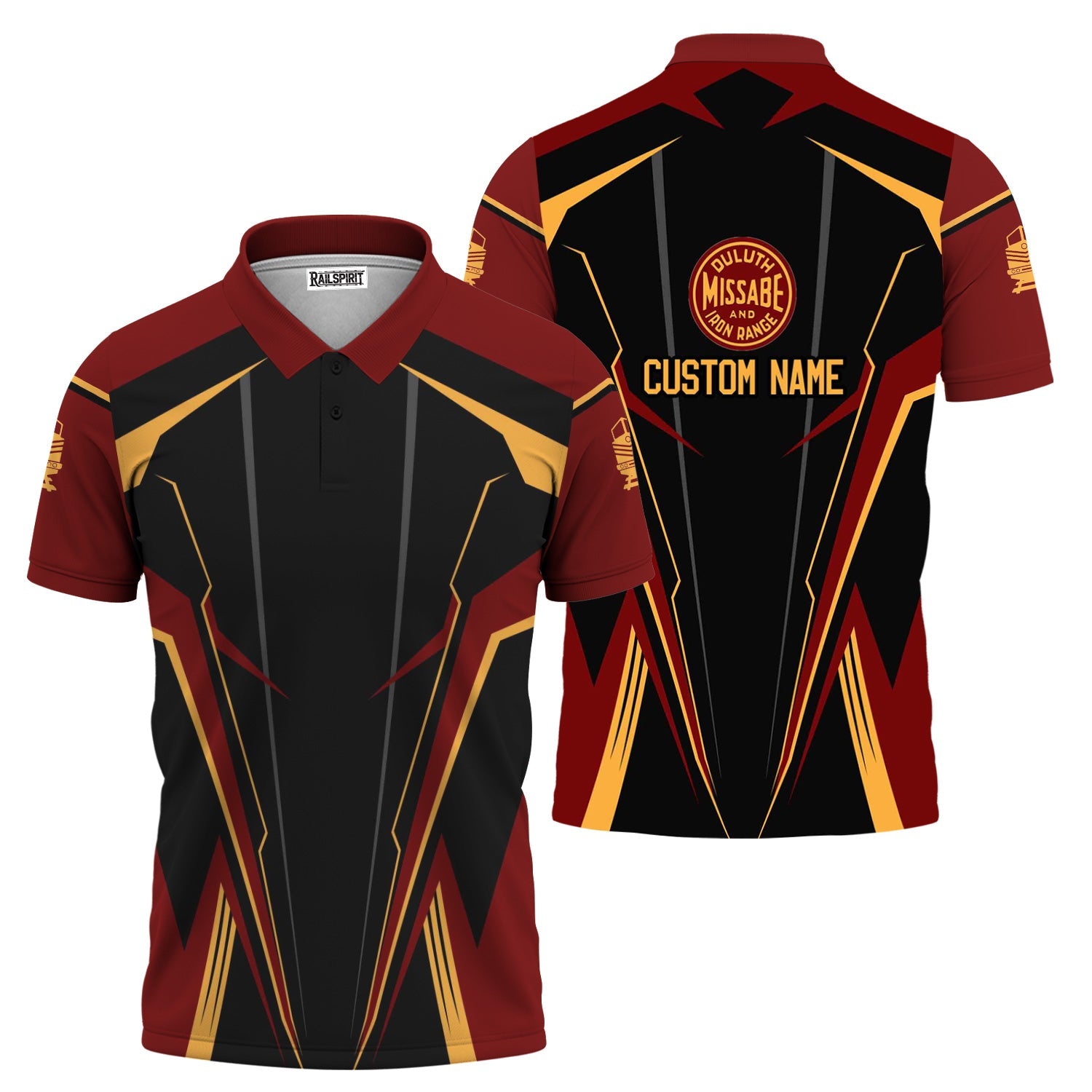 Railspirit Personalized Duluth, Missabe, & Iron Range Railroad Polo Shirt Lightning-Edge Design Train Shirt For Railroad Lovers