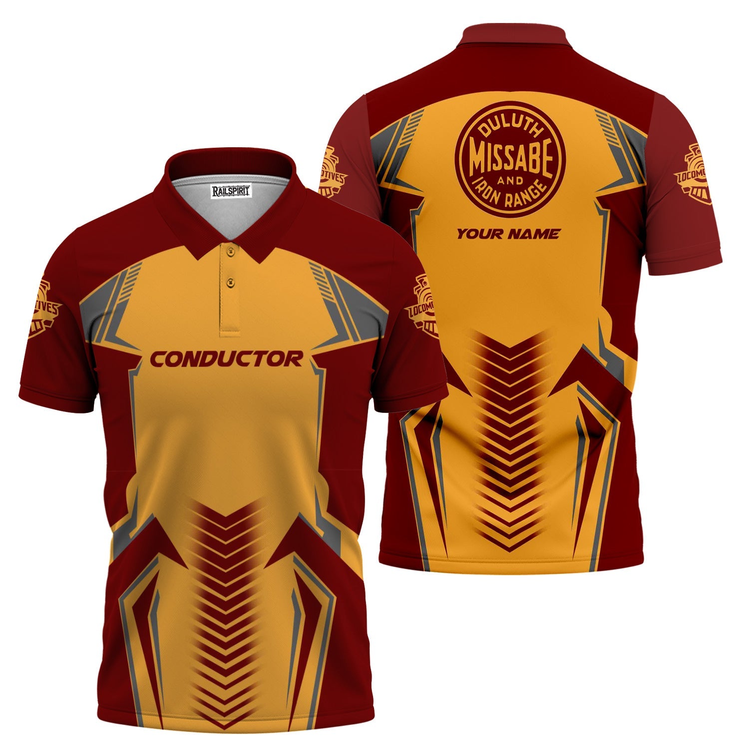 Railspirit Personalized Duluth, Missabe, & Iron Range Railroad Polo Shirt Standout Style with Custom Position Train Shirt
