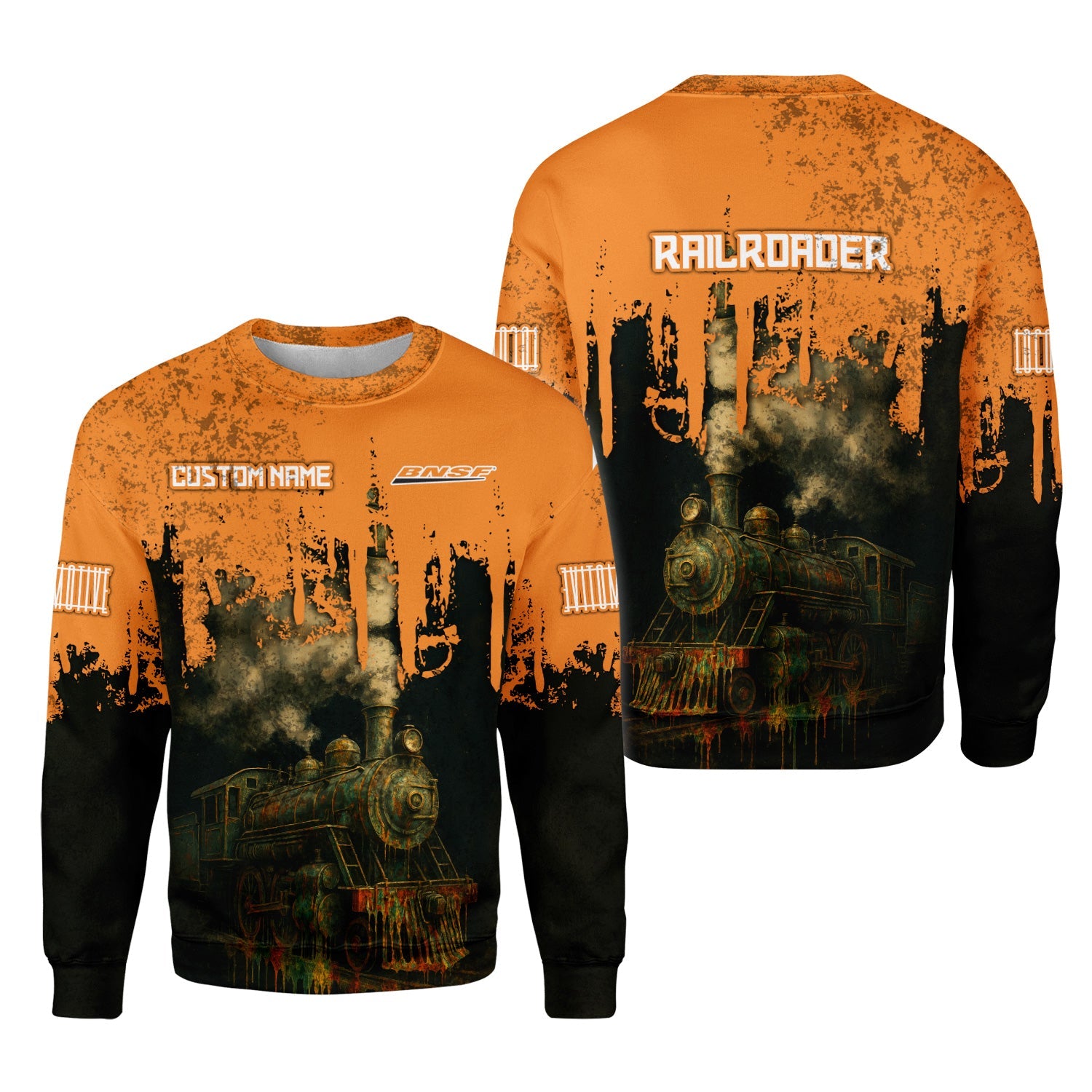 Railspirit Personalized BNSF Railway Sweatshirt Vintage Train Art Style Shirt For Locomotive Fans