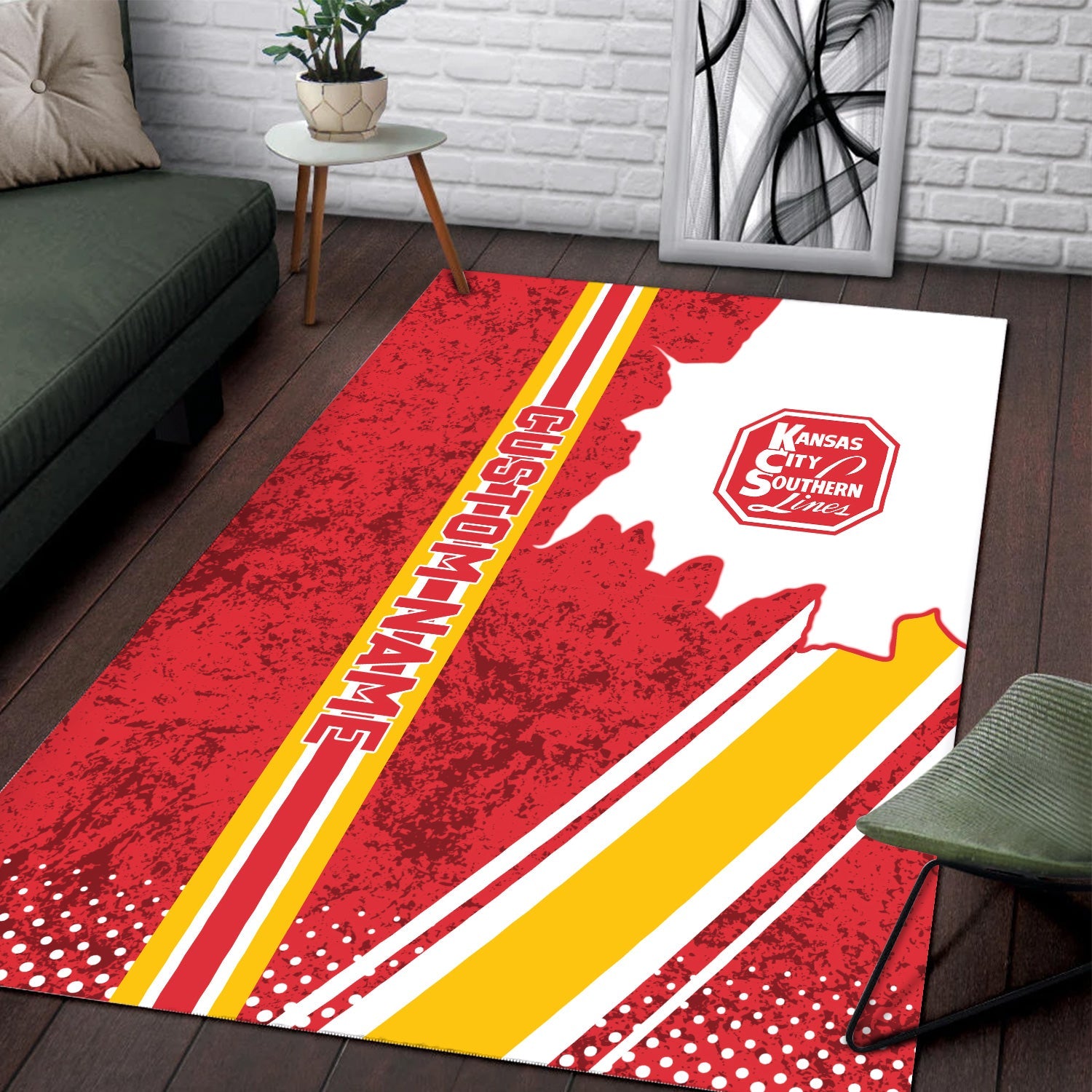 Railspirit Personalized Kansas City Southern Area Rug Vintage All Over Printed Rug