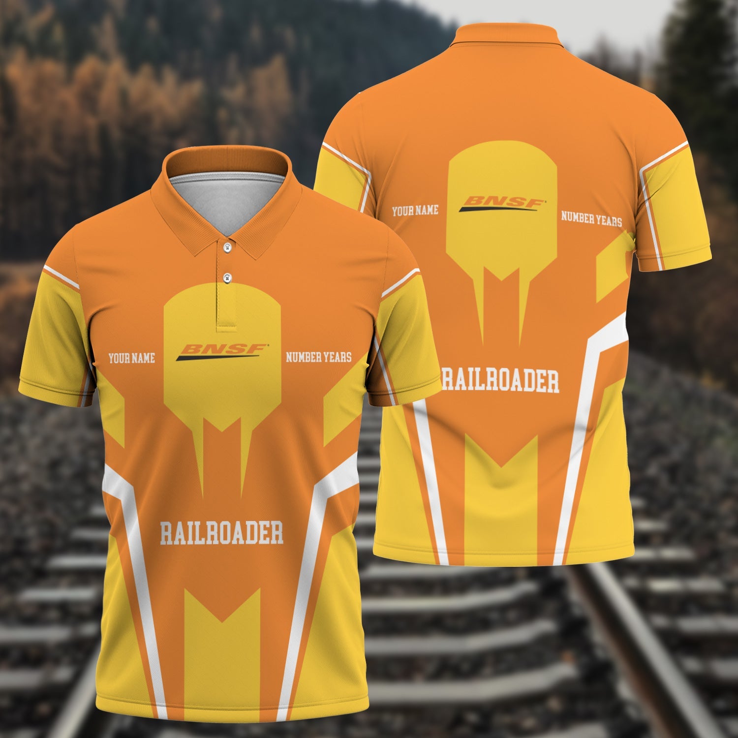 Railspirit Personalized BNSF Railway Polo Shirt Custom Year Railroader Shirt Gift Idea For Train Lover
