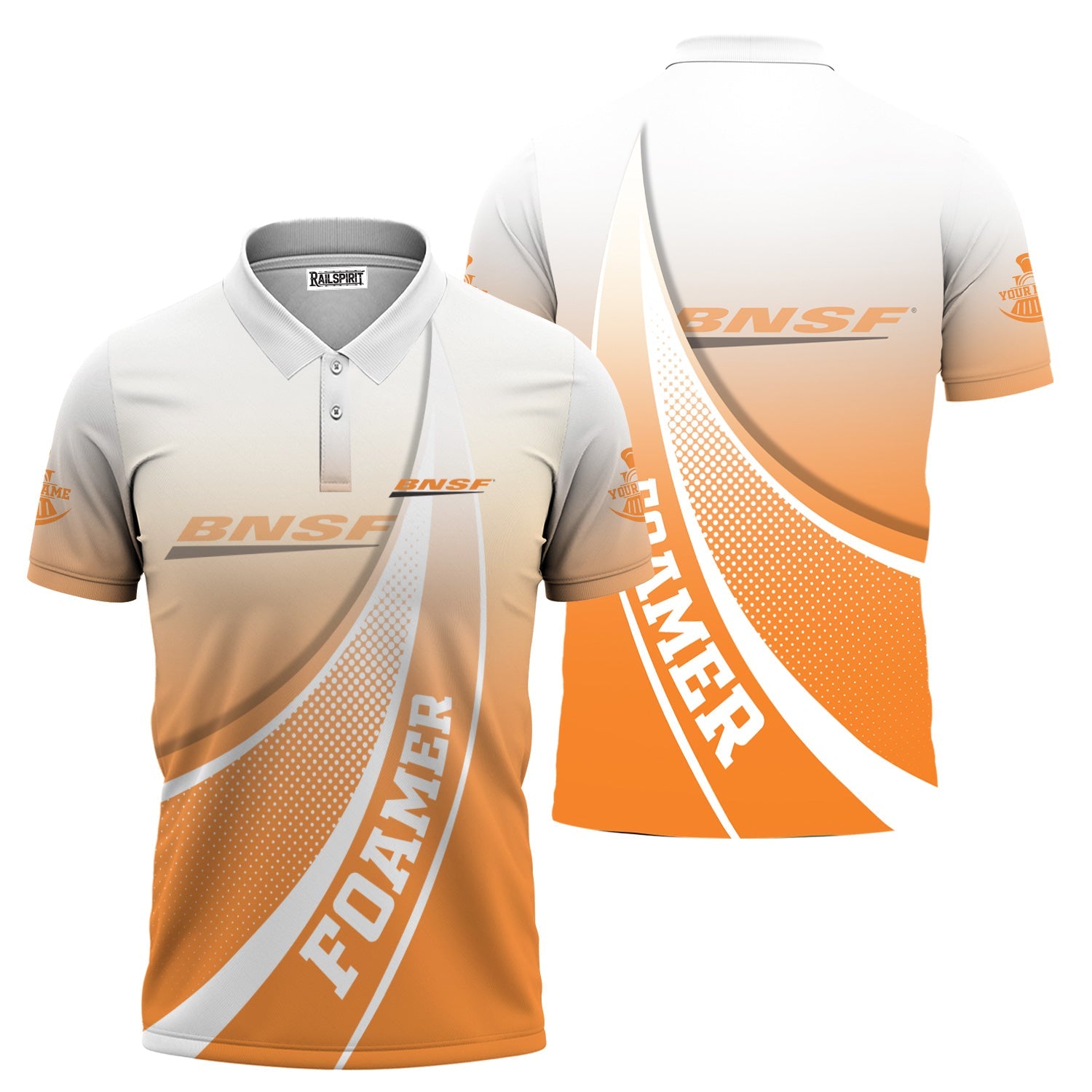 Railspirit Personalized BNSF Railway Polo Shirt Railway-Themed Style Shirt Gift Idea For Trainspotter
