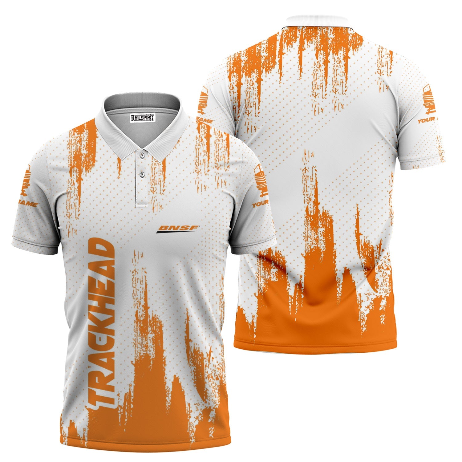 Railspirit Personalized BNSF Railway Polo Shirt Paint Impact Design Train Shirt for Trackhead