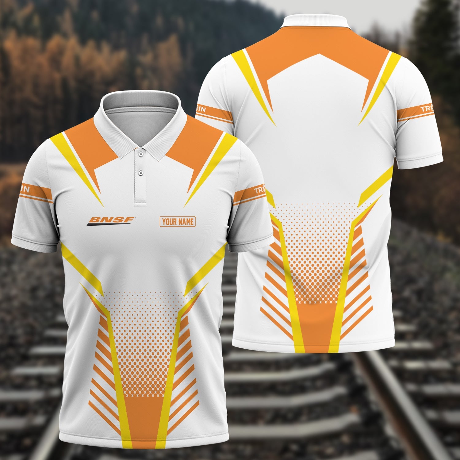 Railspirit Personalized BNSF Railway Polo Shirt Unisex Train Shirt All Over Print