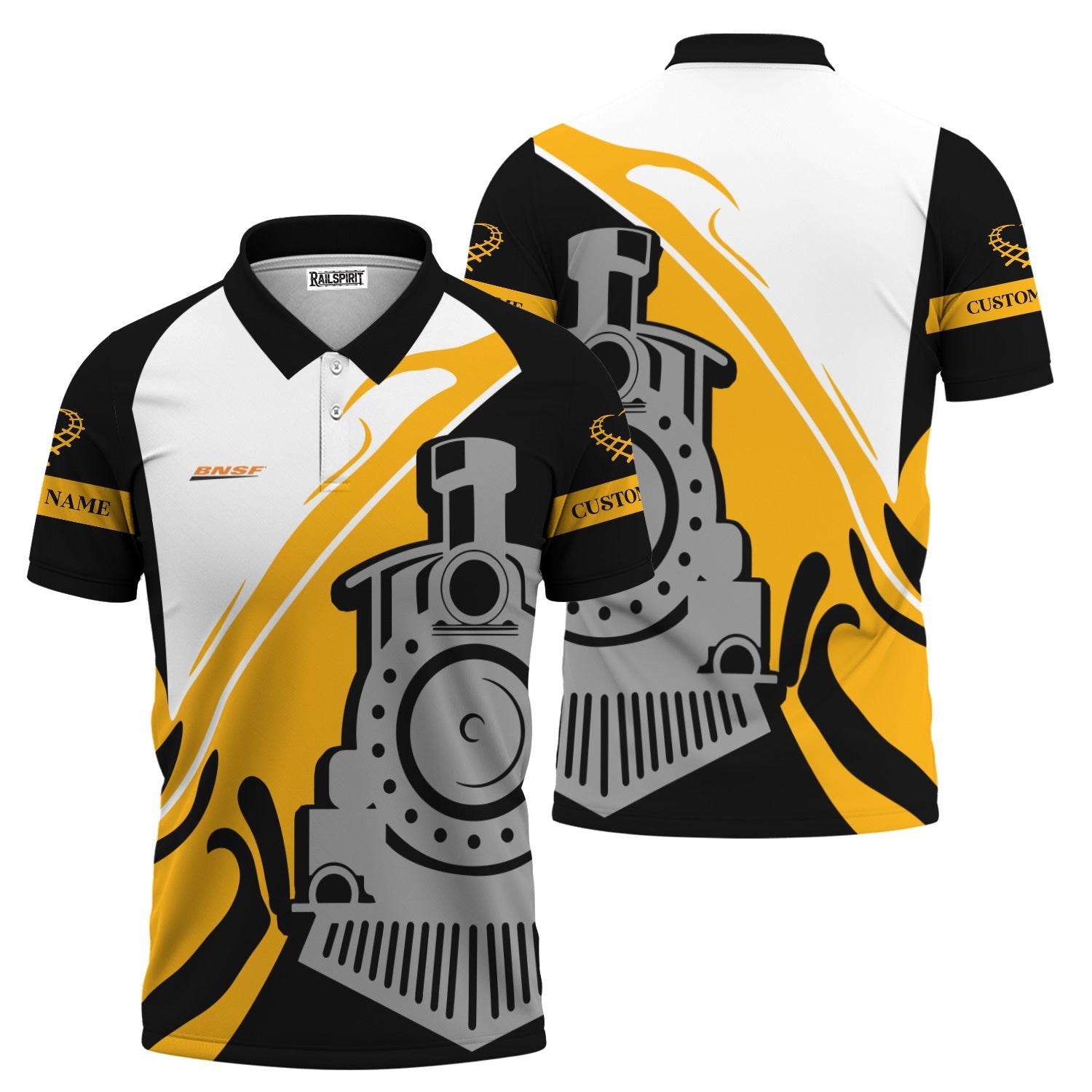 Railspirit Personalized BNSF Railway Polo Shirt Flame-Inspired Style Shirt Gift Idea For Train Lovers