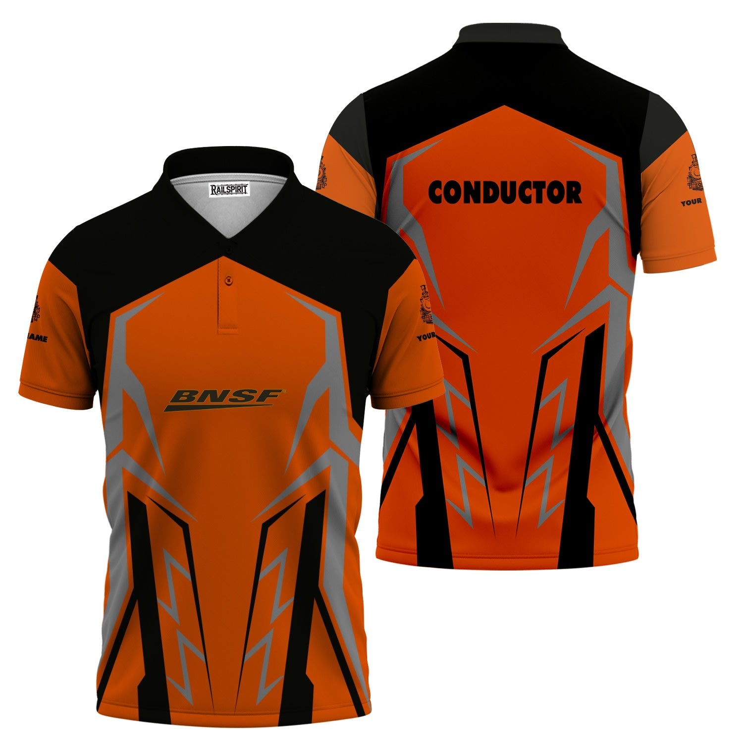 Railspirit Personalized BNSF Railway Polo Shirt Futuristic Design with Custom Job Train Shirt