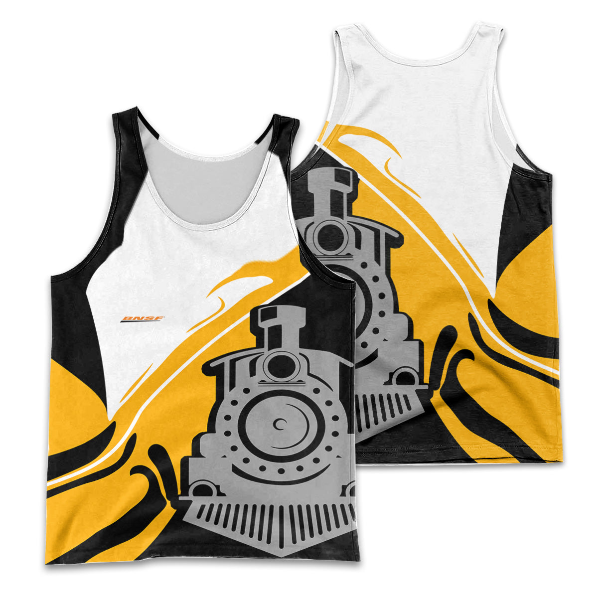 Railspirit Personalized BNSF Railway Men Tank Top Flame-Inspired Style Shirt Gift Idea For Train Lovers