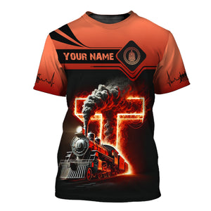 Railspirit Personalized Train Shirt Vintage Locomotive Fire & Steam T-Shirt for Train Fans