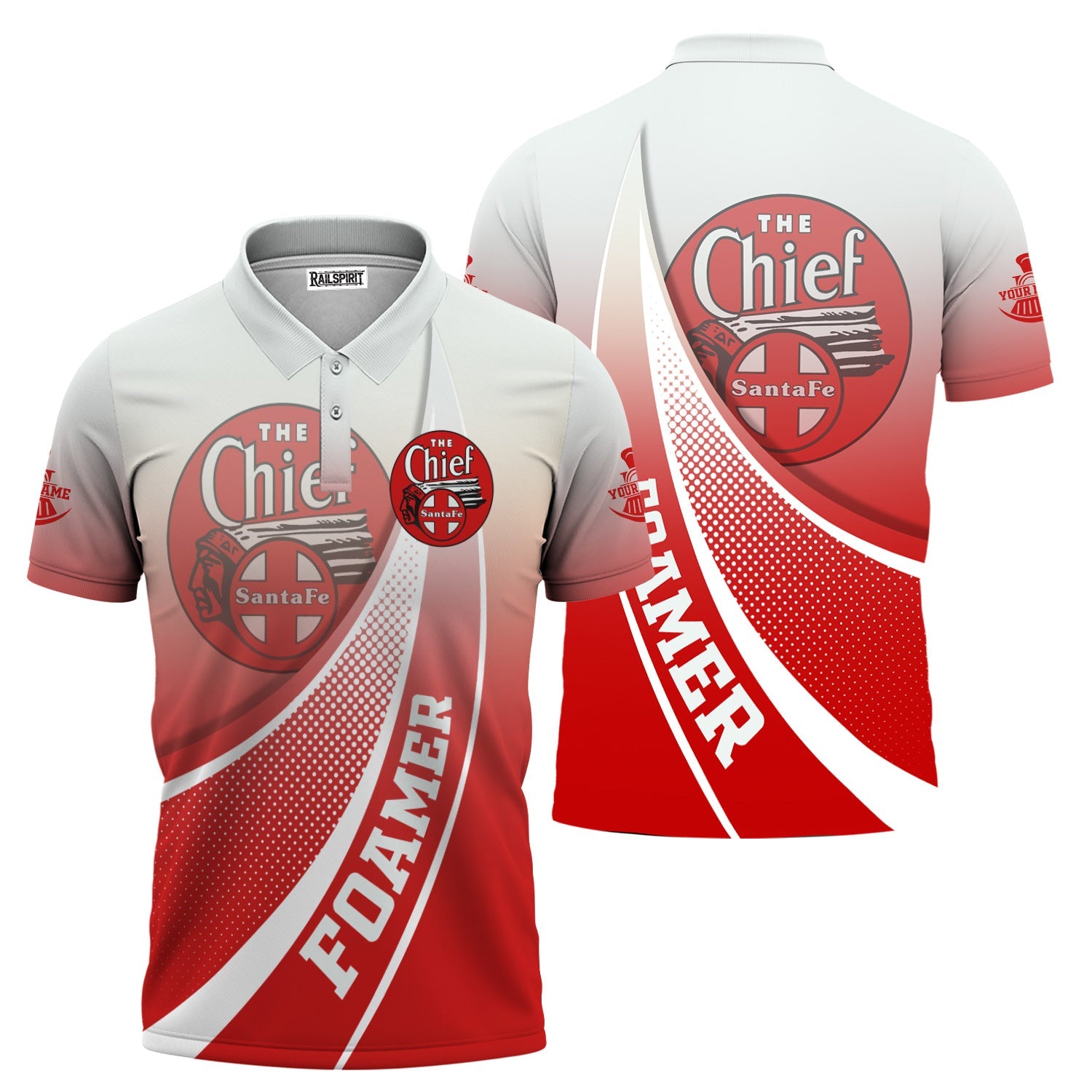 Railspirit Personalized The Chief Santa Fe Railroad Polo Shirt Railway-Themed Style Shirt Gift Idea For Trainspotter