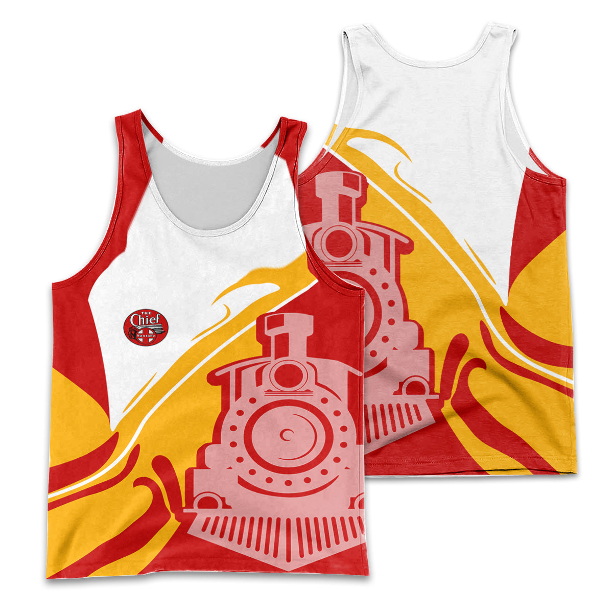 Railspirit Personalized The Chief Santa Fe Railroad Men Tank Top Flame-Inspired Style Shirt Gift Idea For Train Lovers