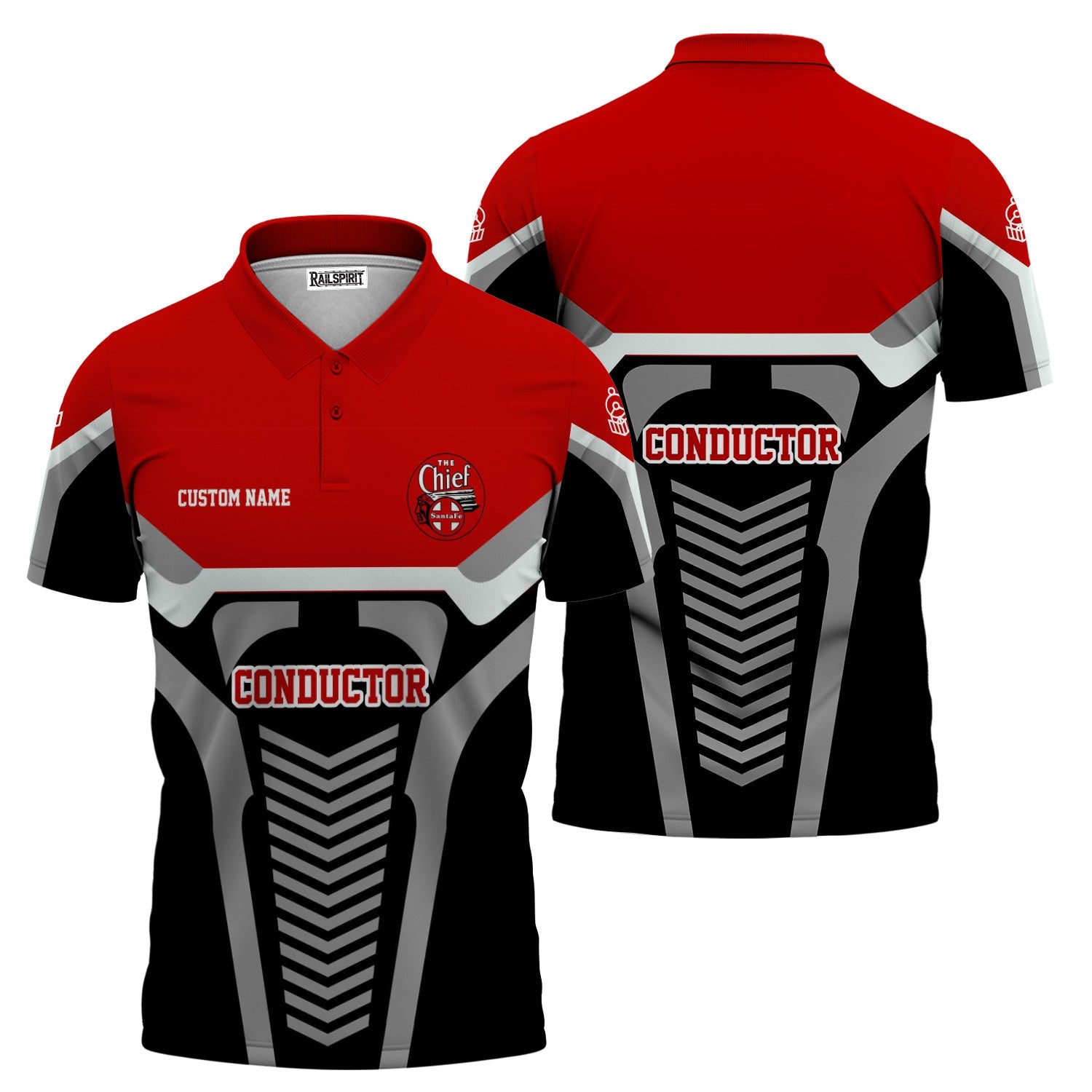 Railspirit Personalized The Chief Santa Fe Railroad Polo Shirt Track-Inspired with Custom Job Position  Train Shirt
