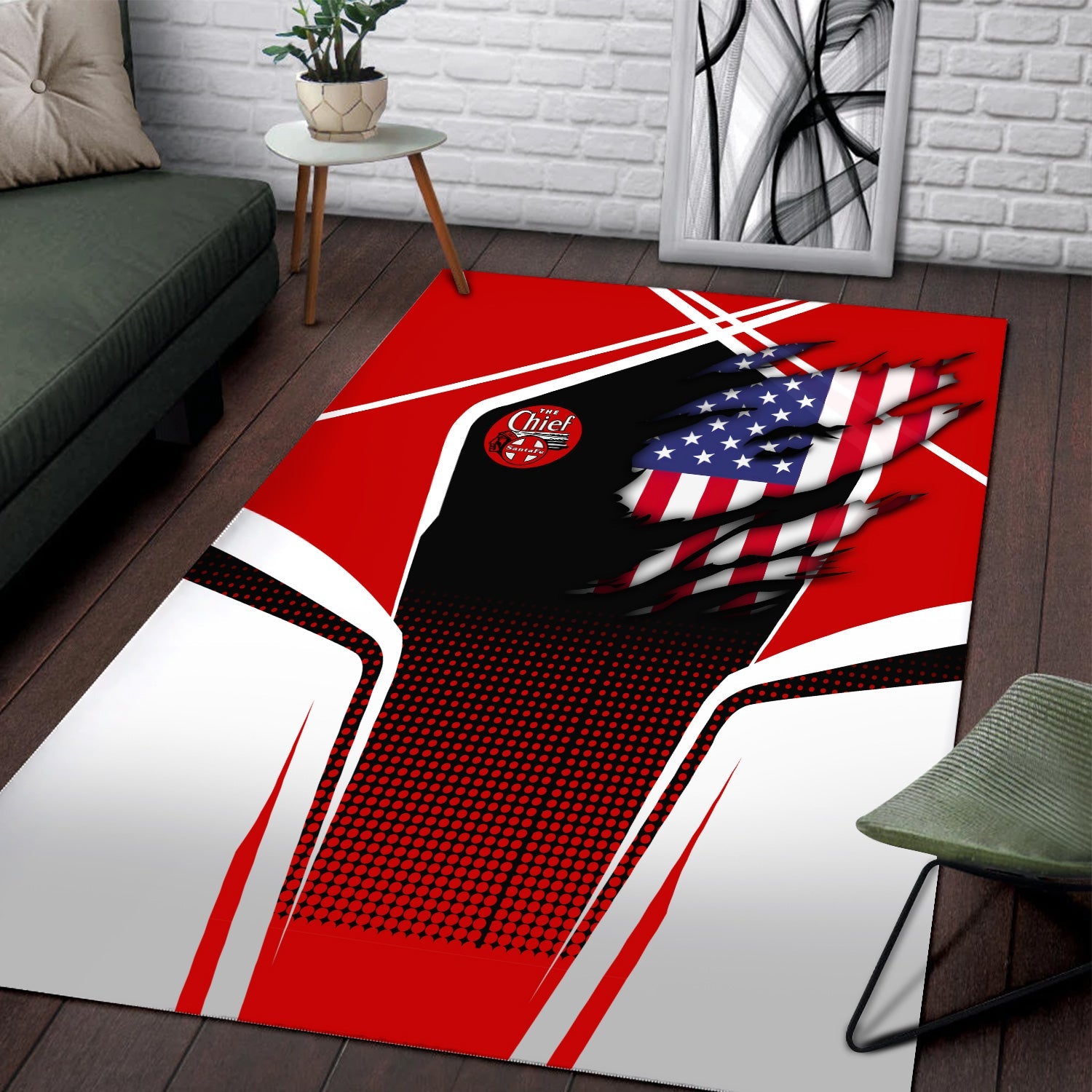 Railspirit Personalized The Chief Santa Fe Railroad Area Rug American Eagle Vintage Train Rug