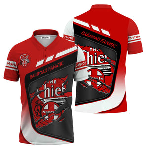 Railspirit Personalized The Chief Santa Fe Railroad Polo Shirt Ripped Texture Style Train Shirt For Railroad Fanatic