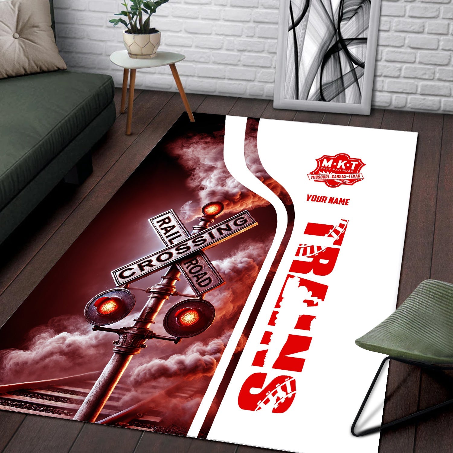 Railspirit Personalized Katy Railroad Area Rug Railroad Crossing Sign Rug All Over Print