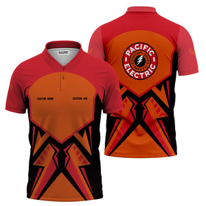 Railspirit Personalized Pacific Electric Railroad Polo Shirt Vibriant Style with Custom Position Train Shirt