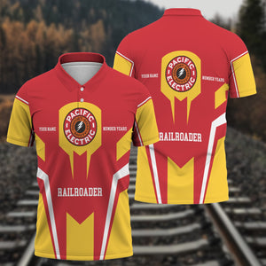Railspirit Personalized Pacific Electric Railroad Polo Shirt Custom Year Railroader Shirt Gift Idea For Train Lover