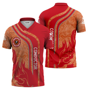 Railspirit Personalized Pacific Electric Railroad Polo Shirt Flame Design with Custom Job Position Train Shirt