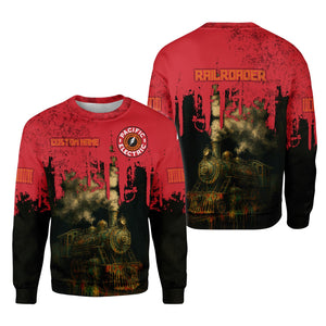 Railspirit Personalized Pacific Electric Railroad Sweatshirt Vintage Train Art Style Shirt For Locomotive Fans