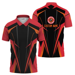 Railspirit Personalized Pacific Electric Railroad Polo Shirt Lightning-Edge Design Train Shirt For Railroad Lovers