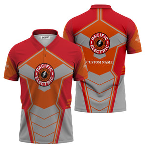 Railspirit Personalized Pacific Electric Railroad Polo Shirt Engine-Inspired Style Train Shirt for Railroad Fanatic