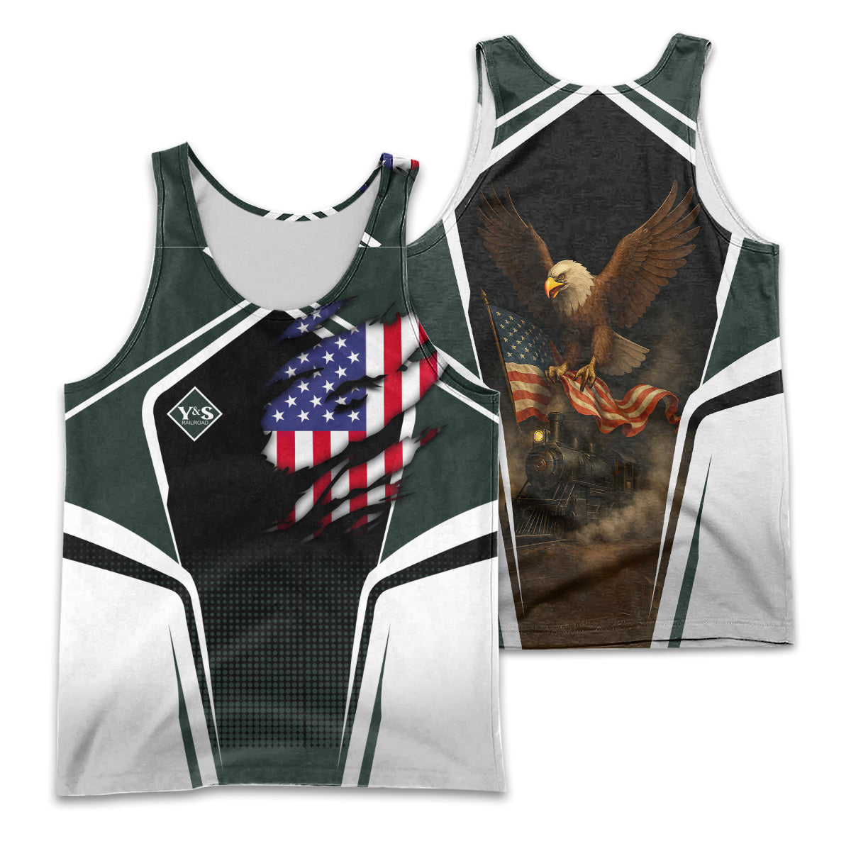 Railspirit Personalized Youngstown & Southern Railroad Men Tank Top American Eagle Vintage Train Shirt