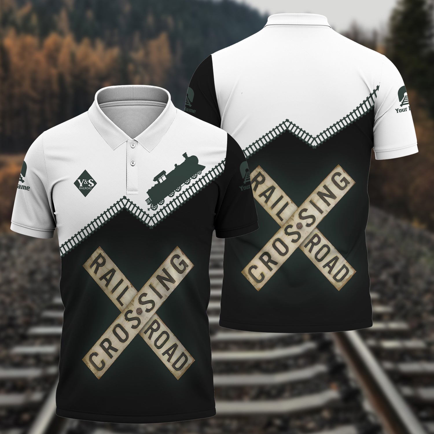 Railspirit Personalized Youngstown & Southern Railroad Polo Shirt Railroad Crossing Printed Train Track Shirt