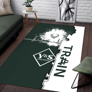 Railspirit Youngstown & Southern Railroad Area Rug Engine Heartbeat and Track Love Style Rug Gift Idea For Train Lovers