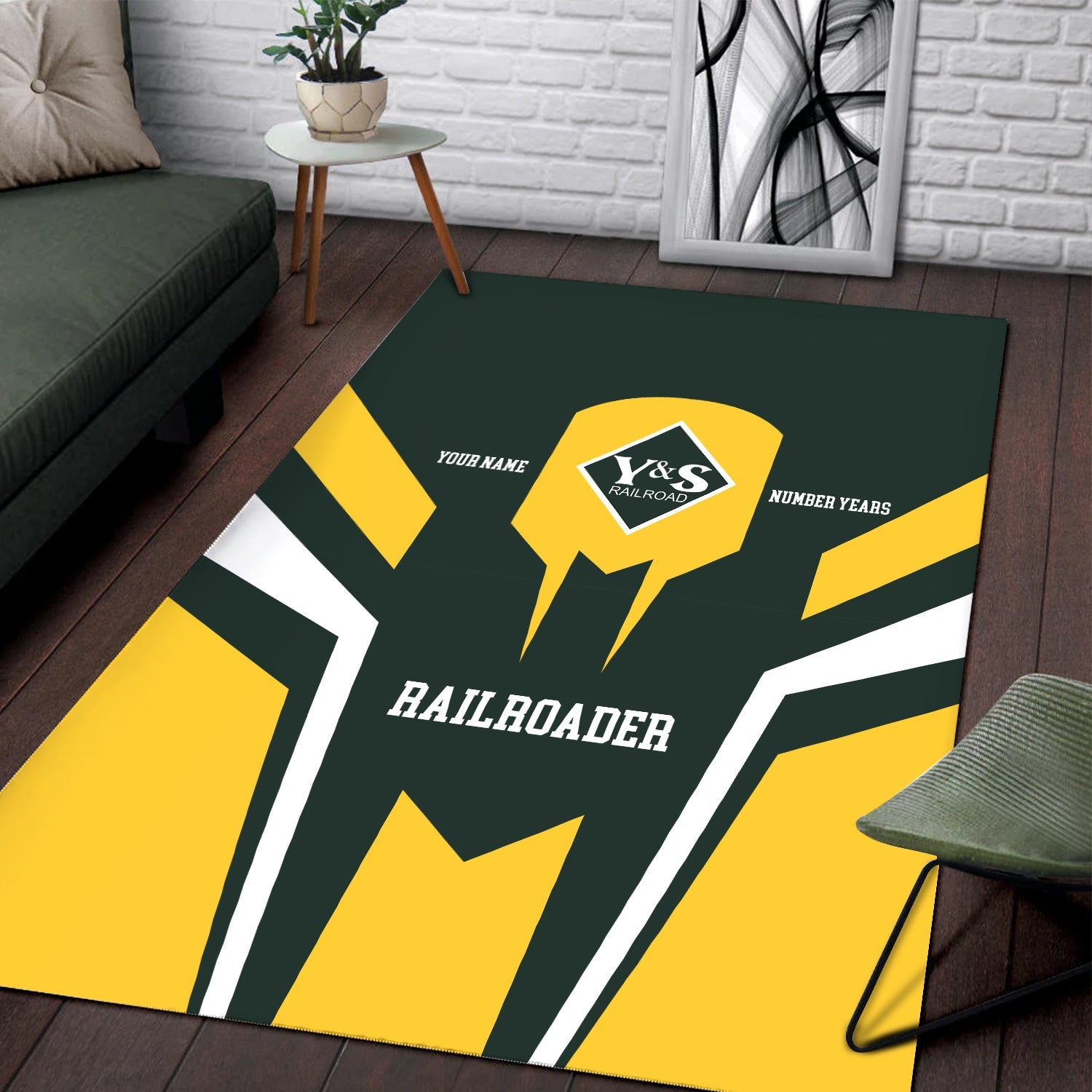 Railspirit Personalized Youngstown & Southern Railroad Area Rug Custom Year Railroader Rug Gift Idea For Train Lover