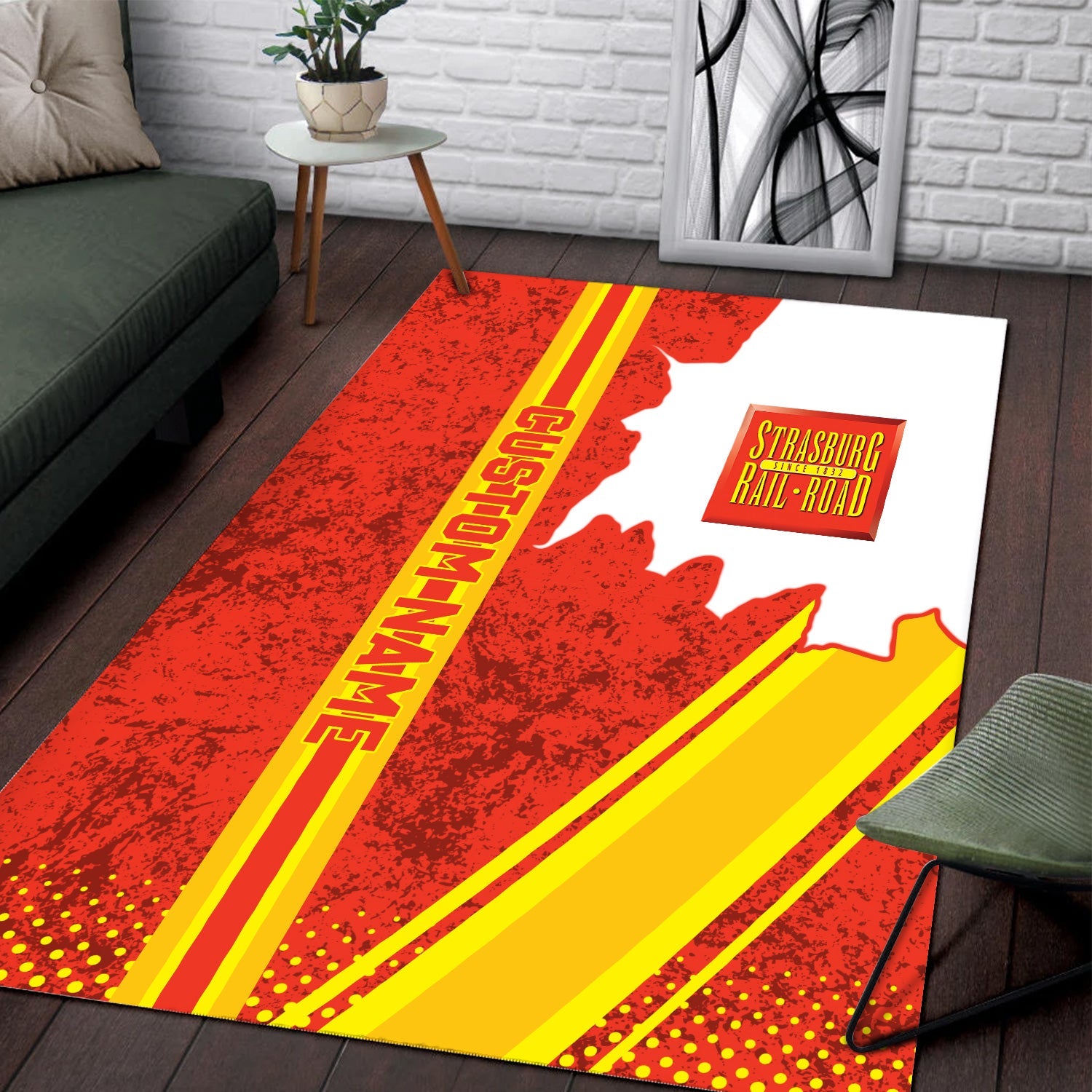 Railspirit Personalized Strasburg Railroad Area Rug Vintage All Over Printed Rug